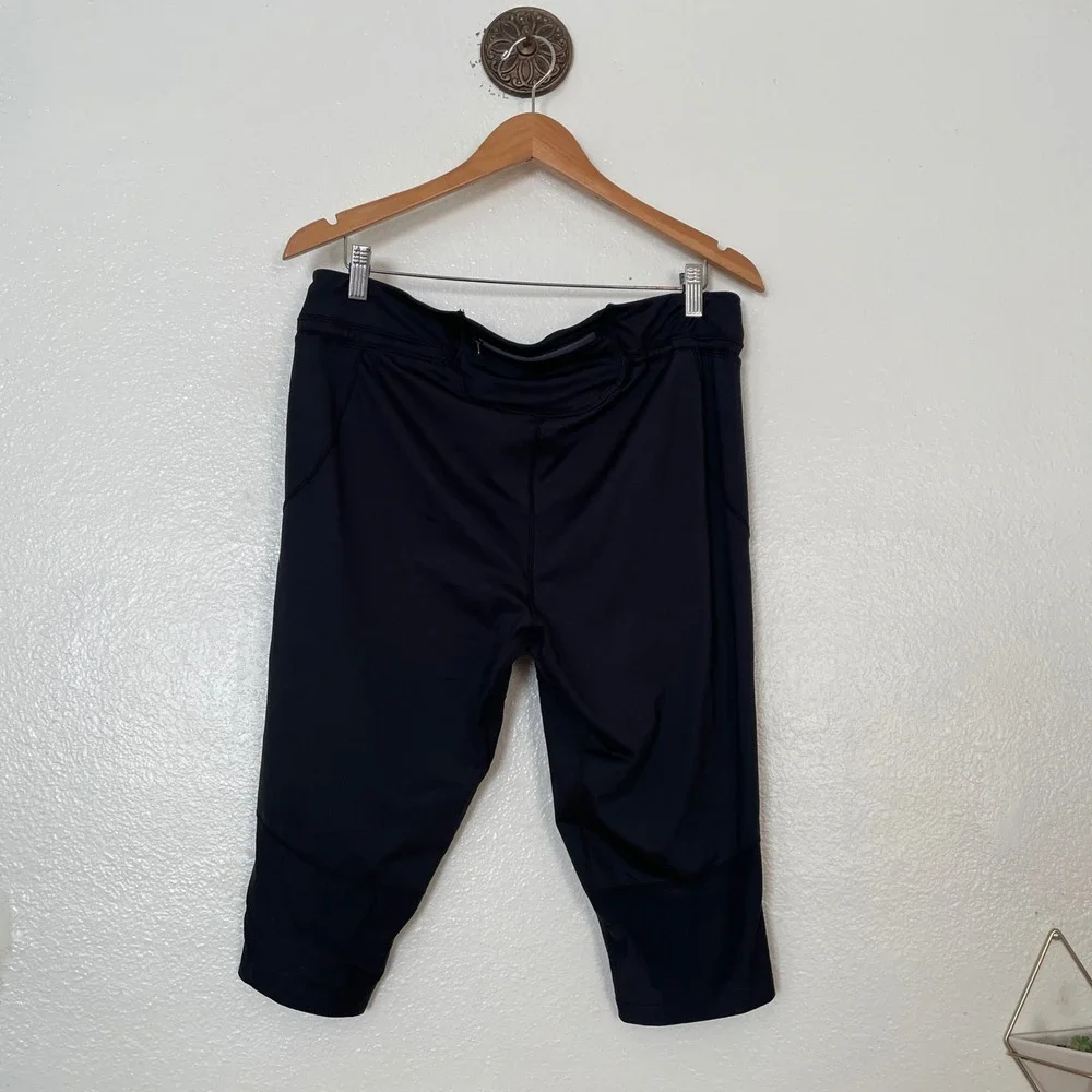 Mountain Hardwear Womens Black Athletic Capri Crop Leggings XL Drawstring Pocket